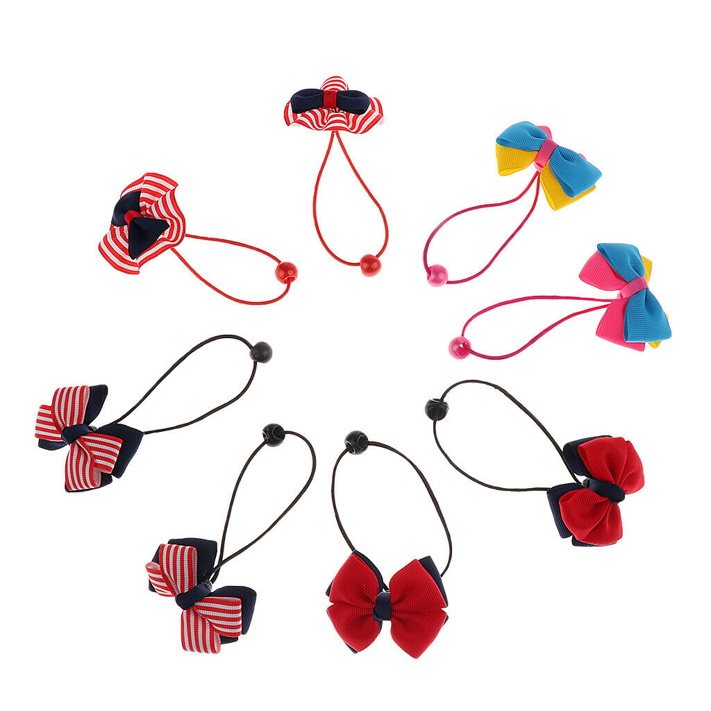 8 Piece Baby Girls Hair Bow Elastic Ties Ponytail Holders Hair Bands Style 3