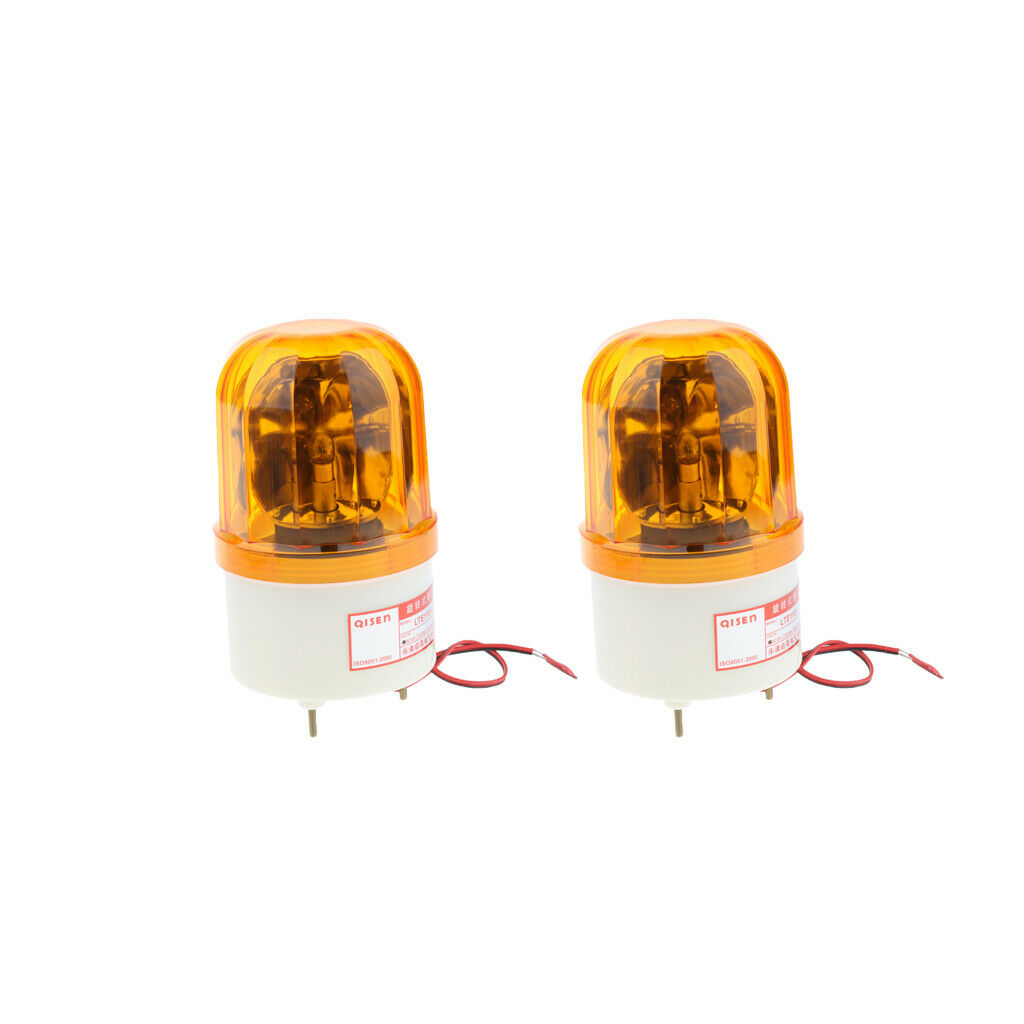 2Pcs DC 12V Yellow Rotating Alarm Lamp Light Warning Light Lamp Exterior Door