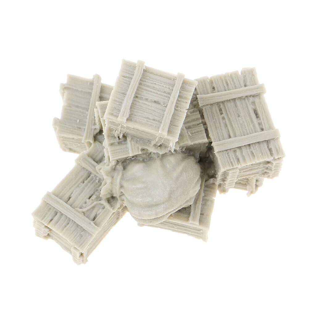 2 Pieces 1/35 Box with Canvas Bags and Crates Mini Scenery Layout Sandtable
