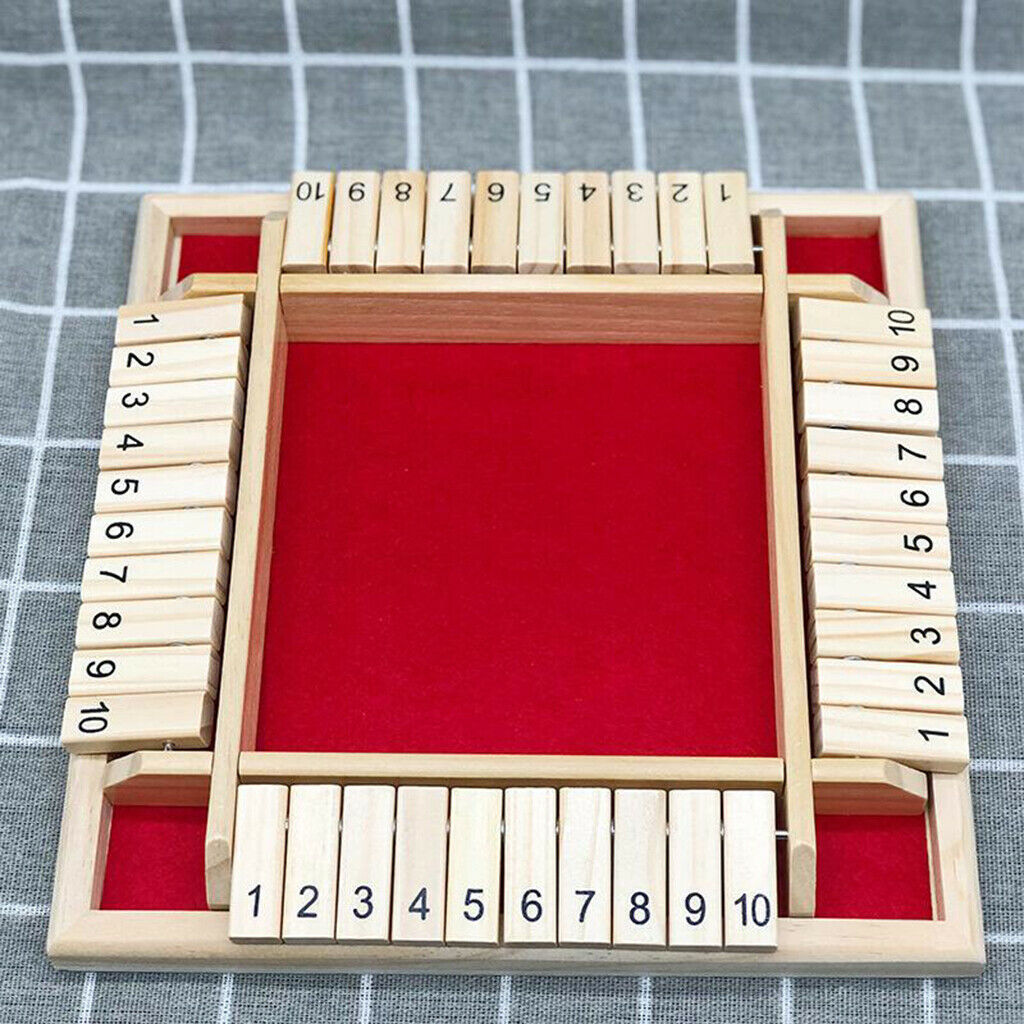 Traditional 4 Way Shut the Box Wooden Dice Game Fun Game Set Table Games