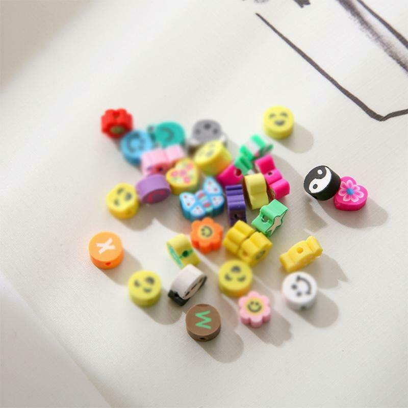 Beads Kit with Lid and Buckle 300 Pieces Beads Bear Star Fruits Flowers Shape