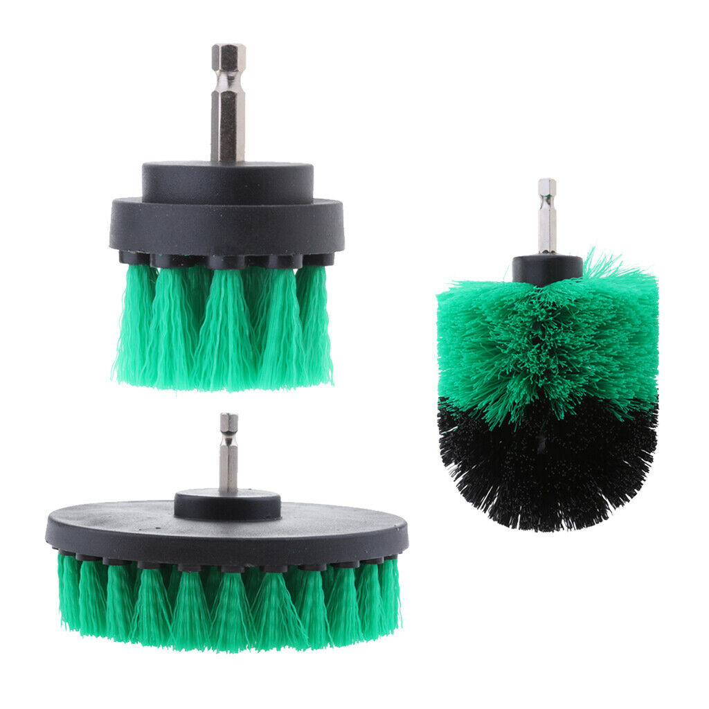 3Pcs Brush Drill Cleaning Brush Set Car Cleaning Power 2/3.5/5inch Green