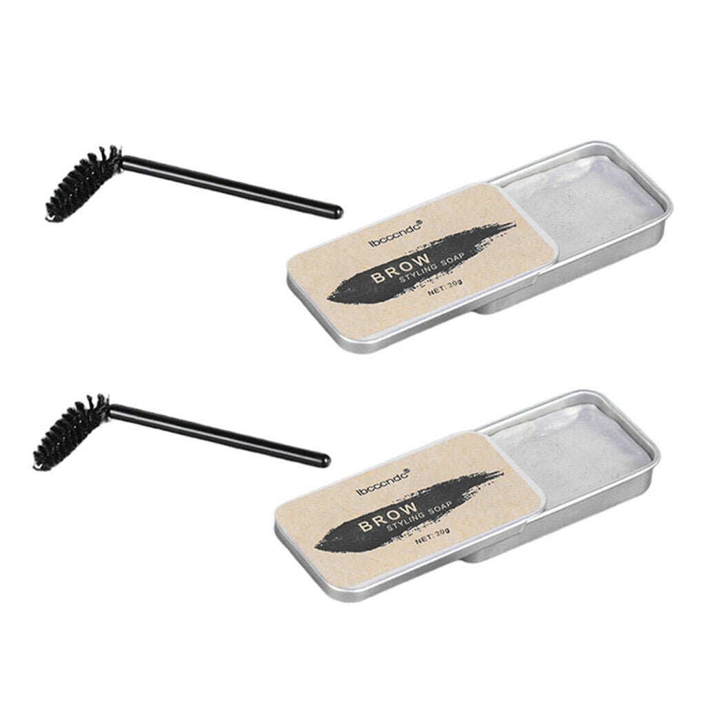 2 Pieces Eyebrow Soap Wax 4D Clear Brow Styling Gel with Brows Groomer Brush