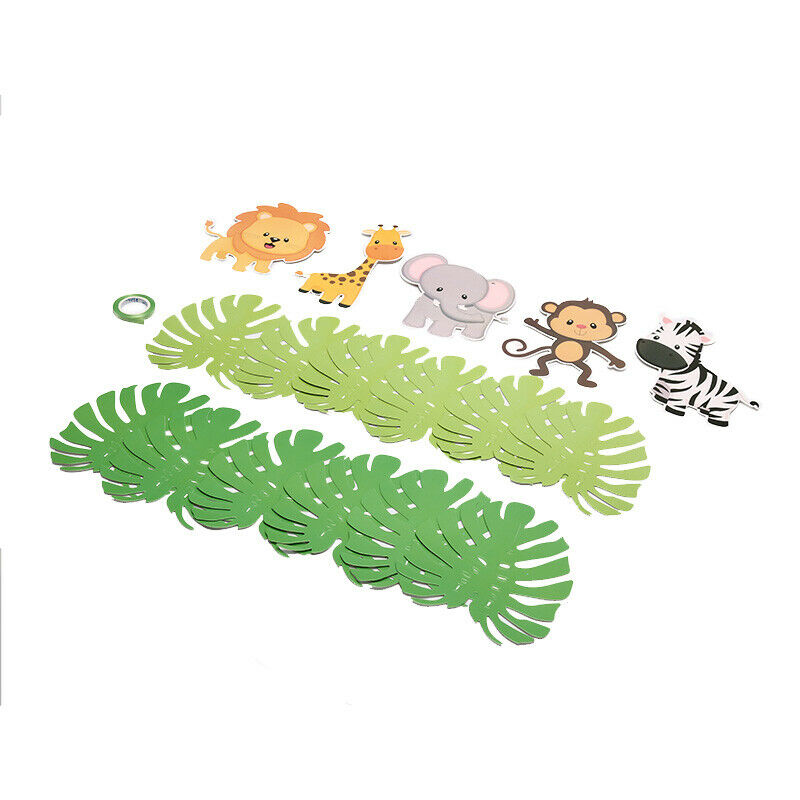 3 m Animal Cartoon Animal Jungle Leaf Theme Bunting Birthday Banner Party Dec TL