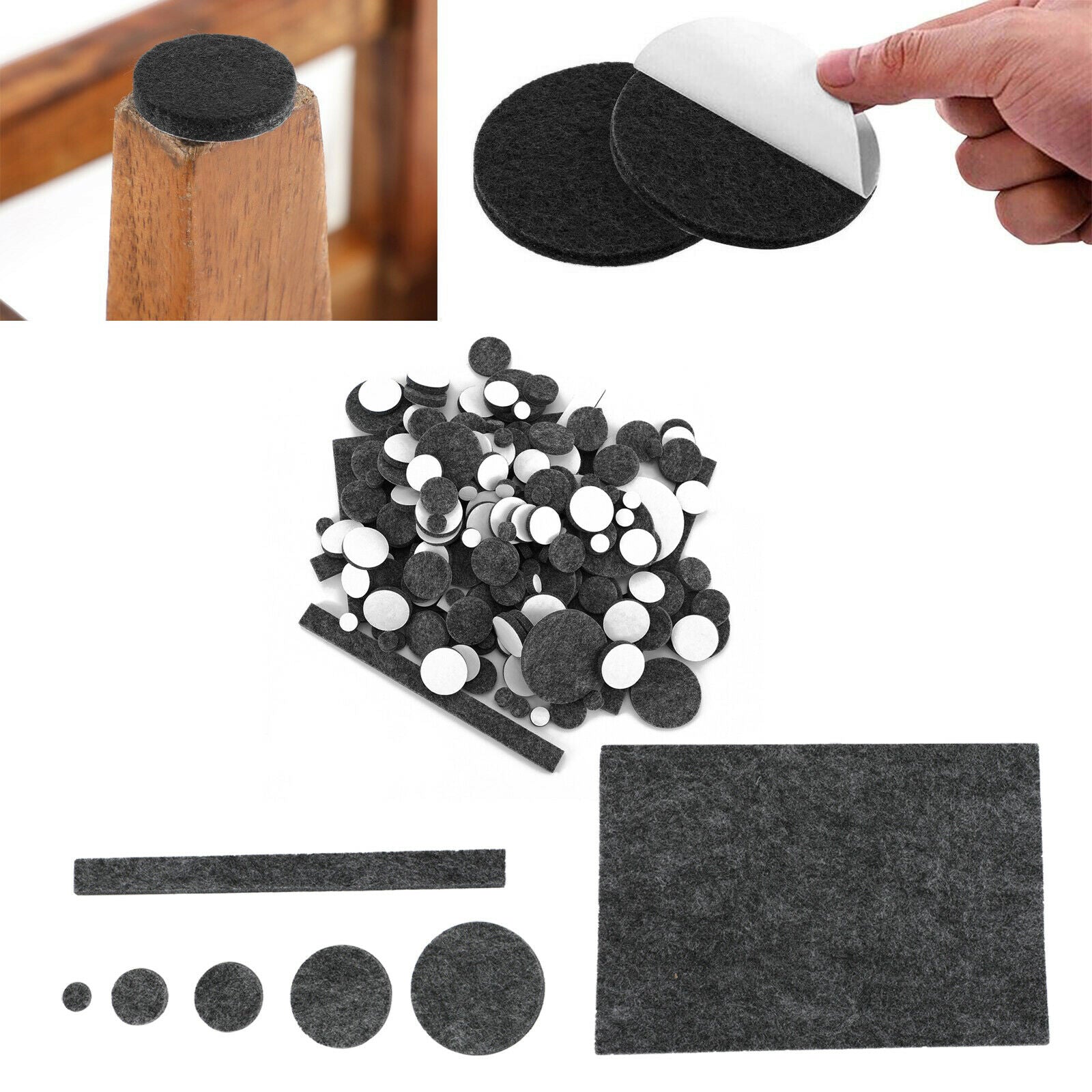 181Pcs Furniture Pads Chair Leg Floor Protectors Felt Pads Hardwood Floors Grey