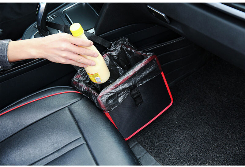 Auto Car Trash Bag Litter LeakProof Bin Wastebasket Holder Container Storage Box