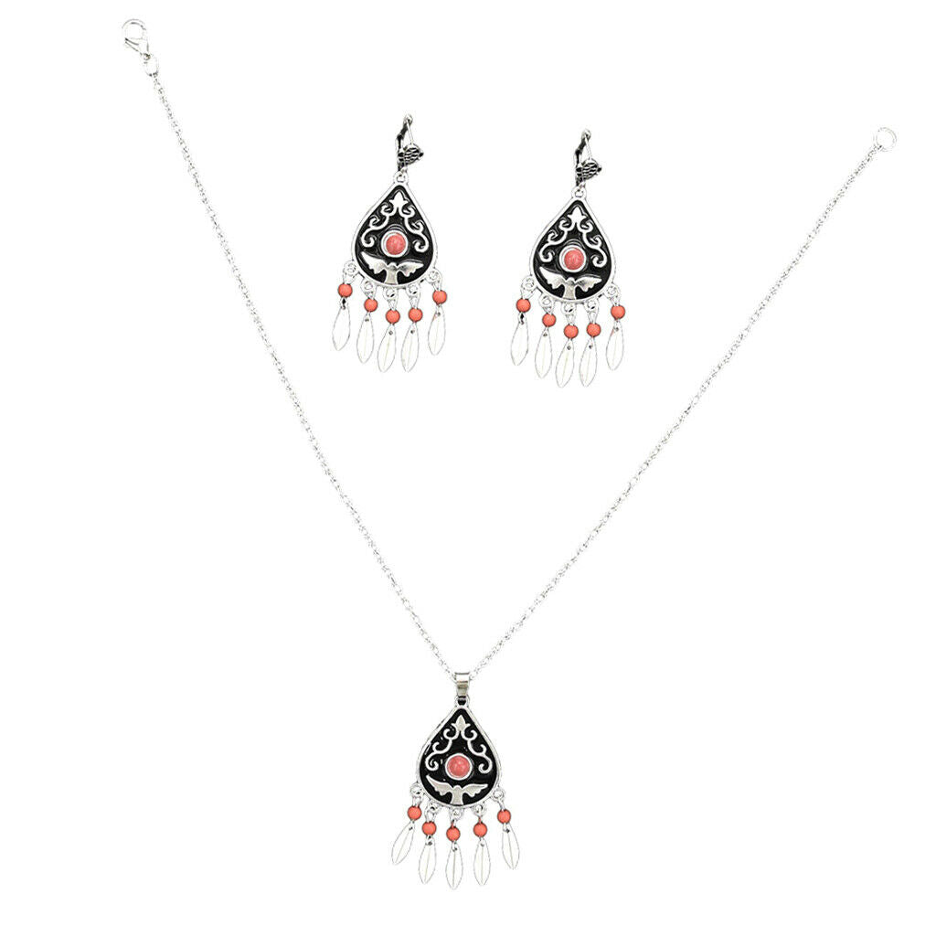 1 Set Bohemian Bead Tassel Necklace and Earring Sets Women Jewelry Set Type4