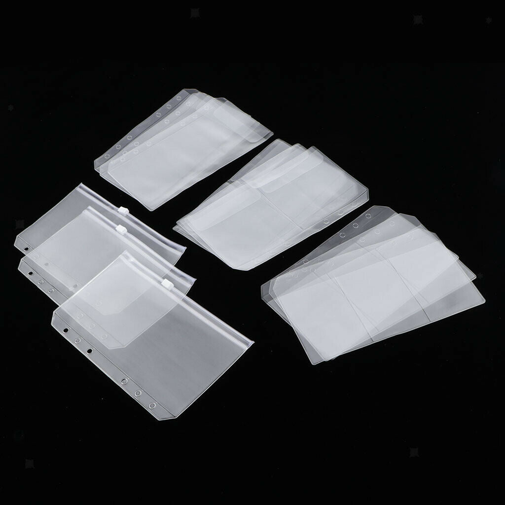 12pcs 6 Holes Notebook Binder Loose Leaf Bags, Pouch Bag