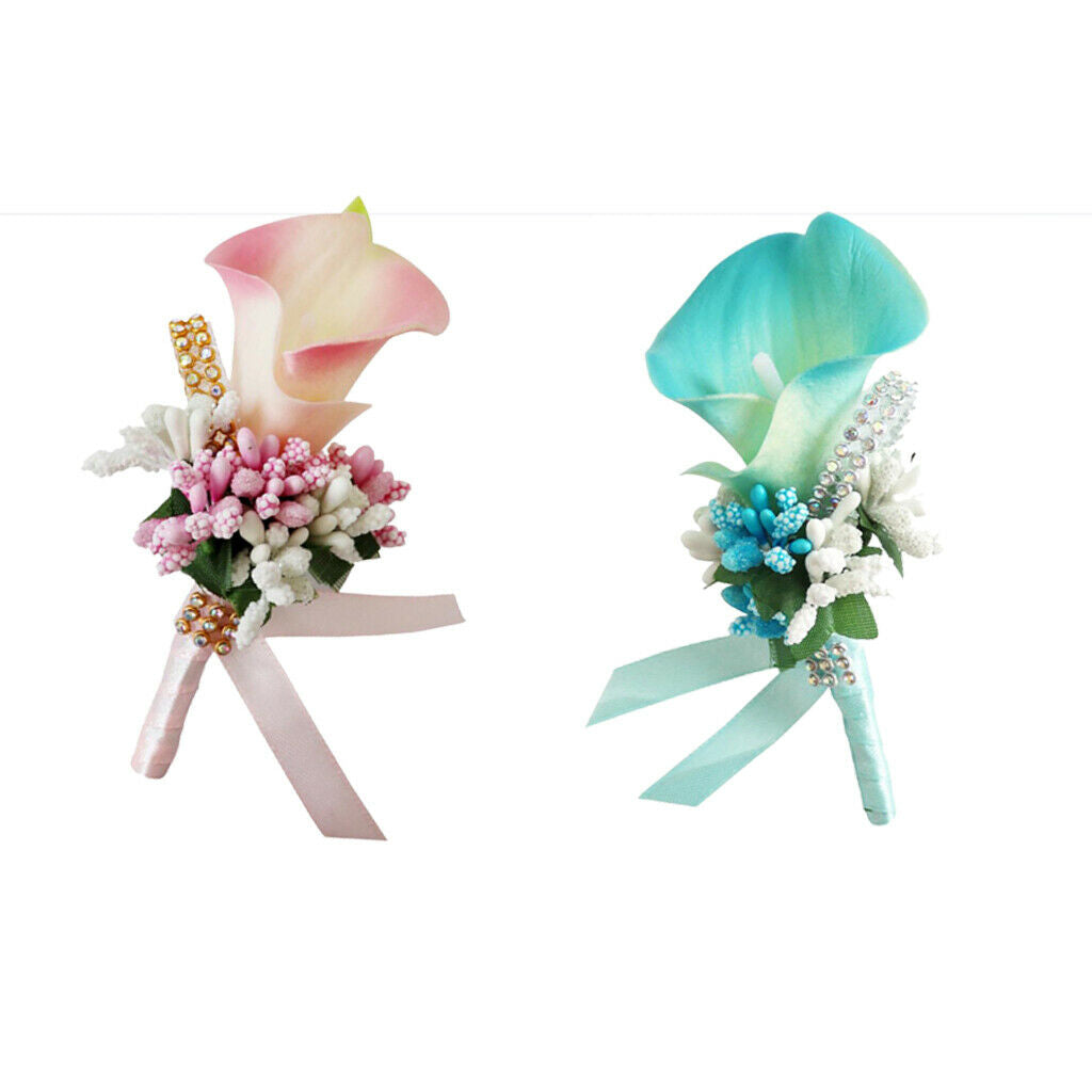 Pack of 2 Boutonniere with Pin for Groom Groomsman Best Man Woman Wedding