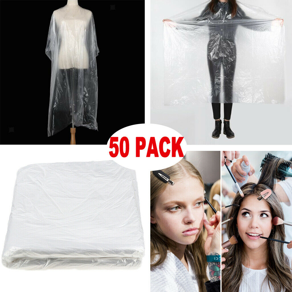 50Pcs Disposable Haircut Capes Barber Shop Home Shawls Apron + 8Pcs Hair Clips