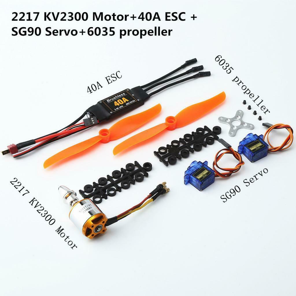 Full Set 9G Servo A2217 Motor 2300KV, Propeller ESC RC Airplane Parts of