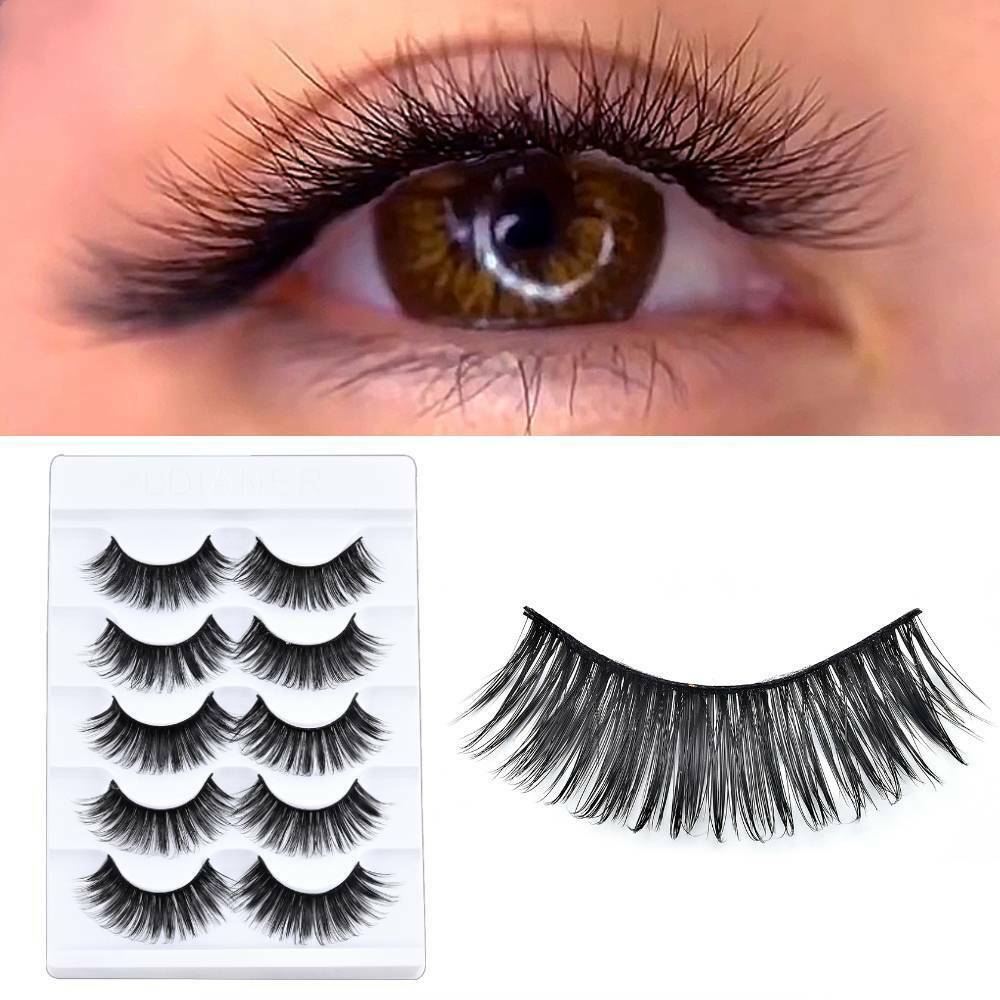 5Pairs 100% Real Mink Makeup Cross False Eyelashes Eye Lashes Handmade Thick US