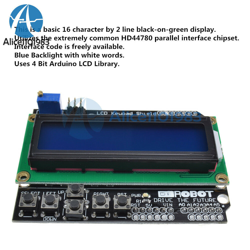 1602 LCD Board Keypad Shield Blue Backlight For Arduino LCD Duemilanove Robot