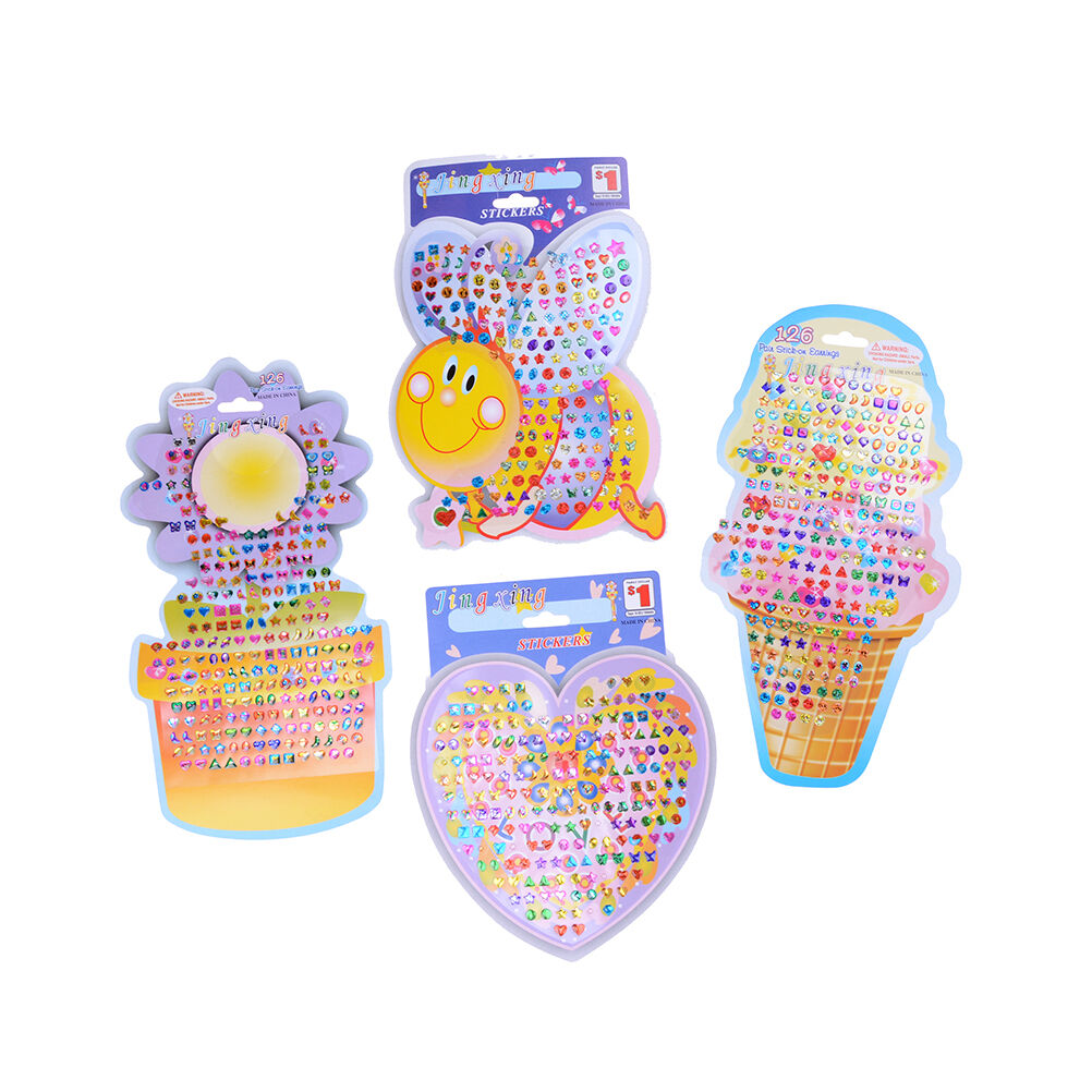 4x/set Wonderful Children Stickers Earring Cartoon Reward Crystal Stickers S_DD
