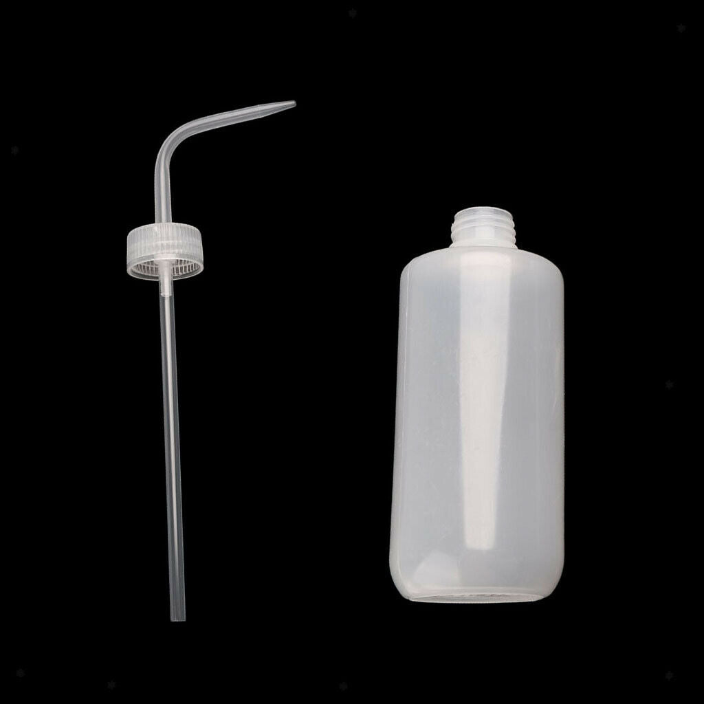 2X Screw on Tip Tattoo Washing Lab Squeeze Wash Clear White Bottle 500mL