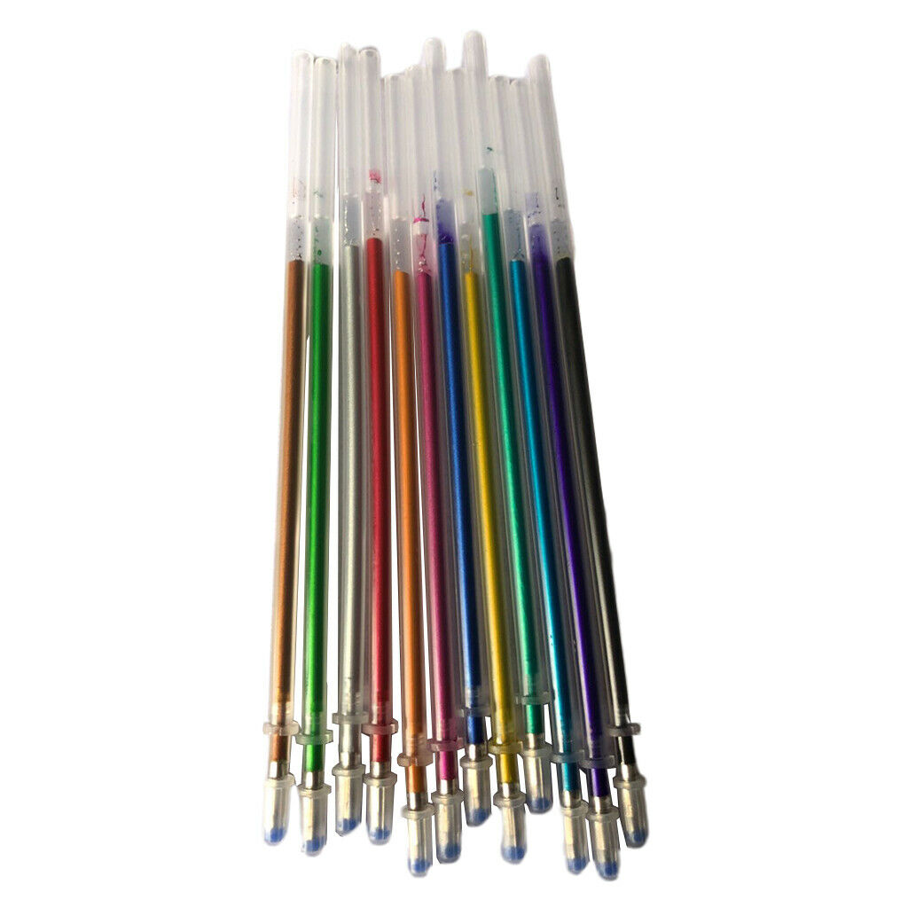 2X 1 pack 0.8mm Colorful Glitter Ink Gel Pen Refills  12pcs Metallic