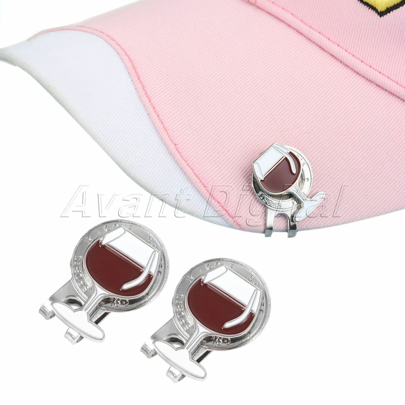 Red Wine Cup Pattern Magnetic Golf Ball Marker And Hat Clip Golf Clip Marker New