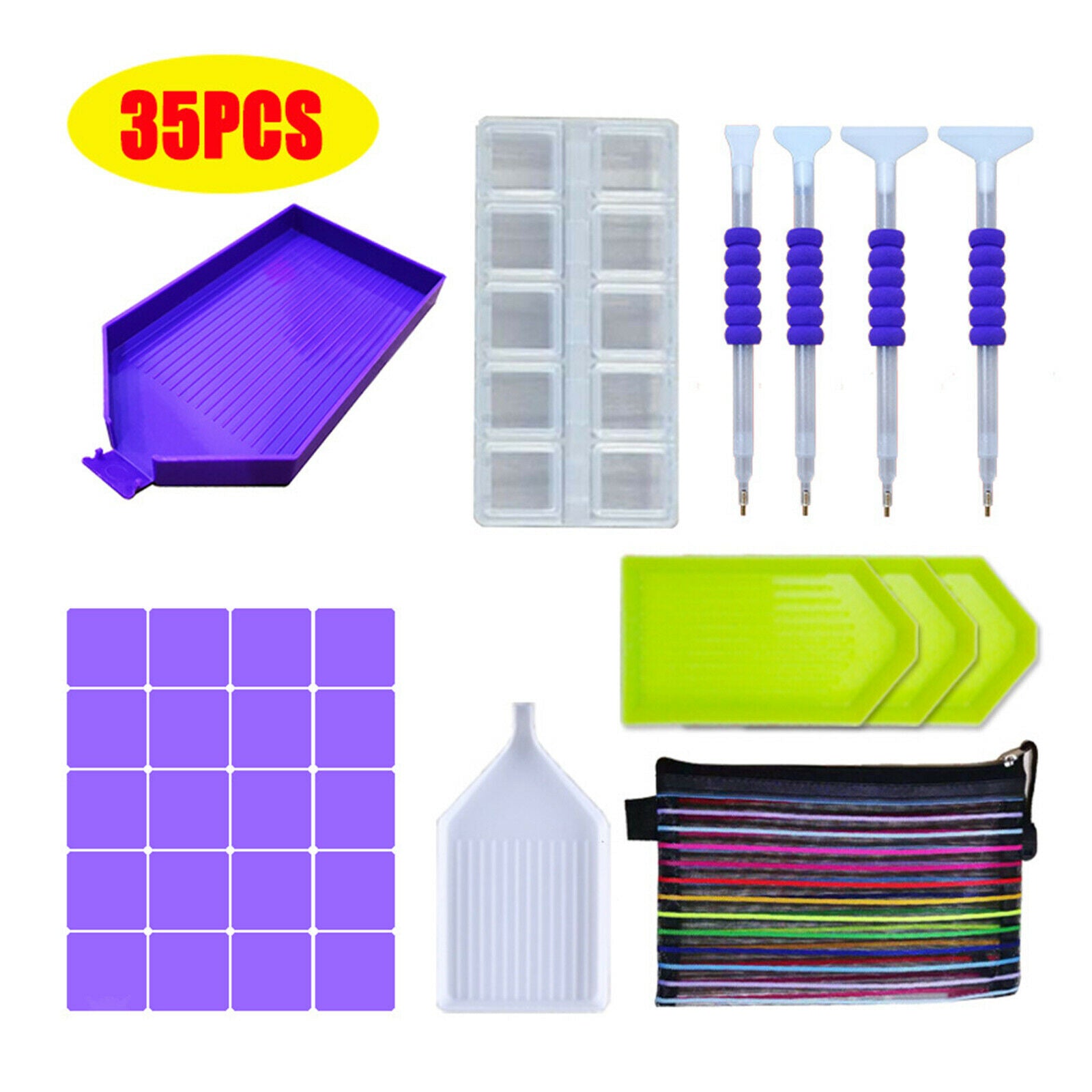 35Pcs Diamond Painting Tools DIY Embroidery Painting Drill Pens Plastic Tray