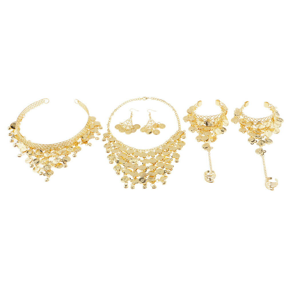 Belly Dance Jewelry Set Necklace Earrings Bracelets Female Gypsy Performance