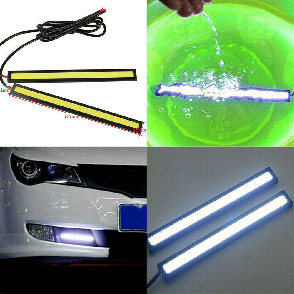 6x 12V LED Strip DRL Daytime Running Lights For COB Car Lamps White Day Driving
