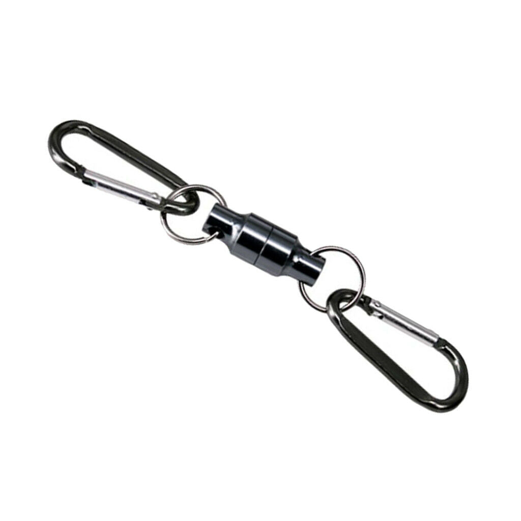 Magnetic Buckle Clip Fly Fishing Net Holder Keeper Carabiner Gray Double
