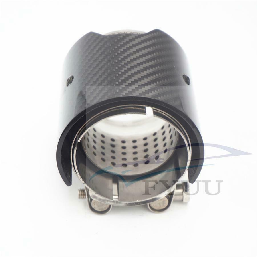 Exhaust Muffler Tip Gloss Carbon Fiber 1x Universal 70mm / 90mm Black for BMW