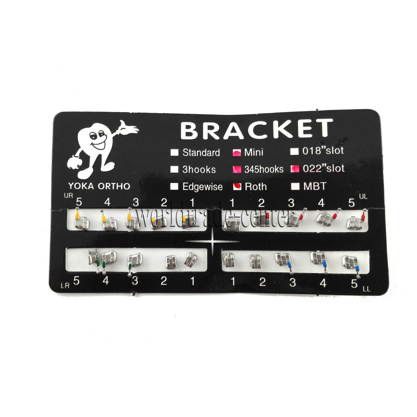 1040Pcs Orthodontics Elastic Ligature Ties Multi-color & 5Packs Metal Brackets