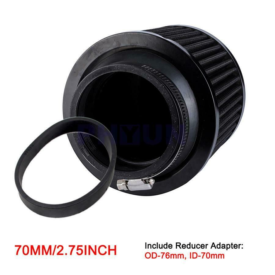 2.75 " 1x Car Intake Air Filter & 1x Rubber Adapter Aluminum Fabric