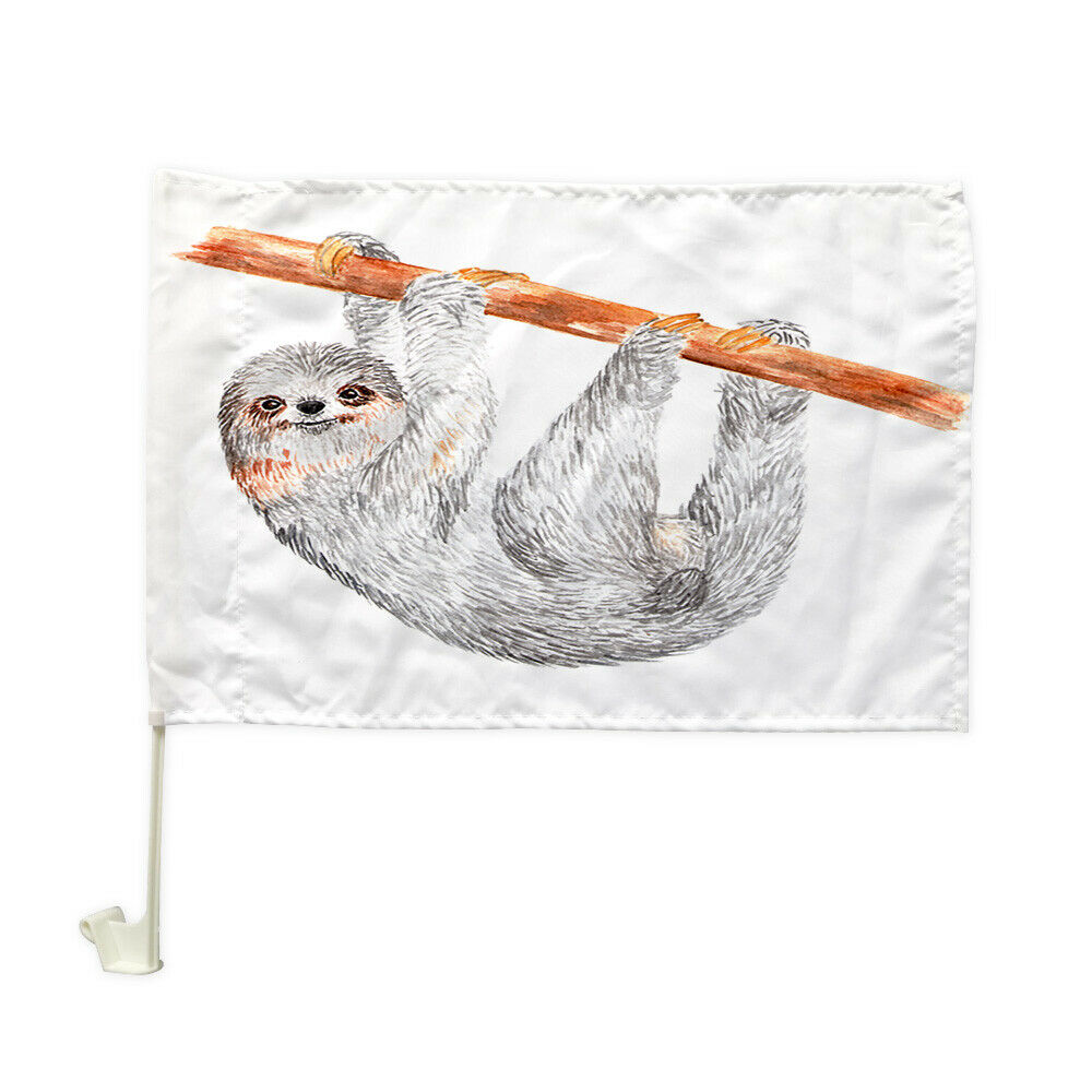Grey Sloth Car Flag Car Window Car Culture Auto Flag 12" X 18"