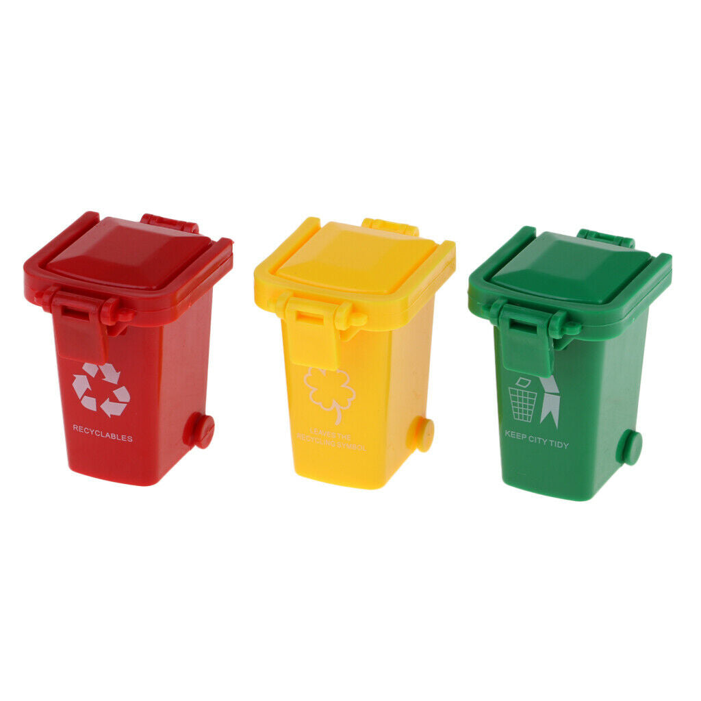 3x Kids Toys Push Vehicles Garbage Cans Mini Truck Trash Cans