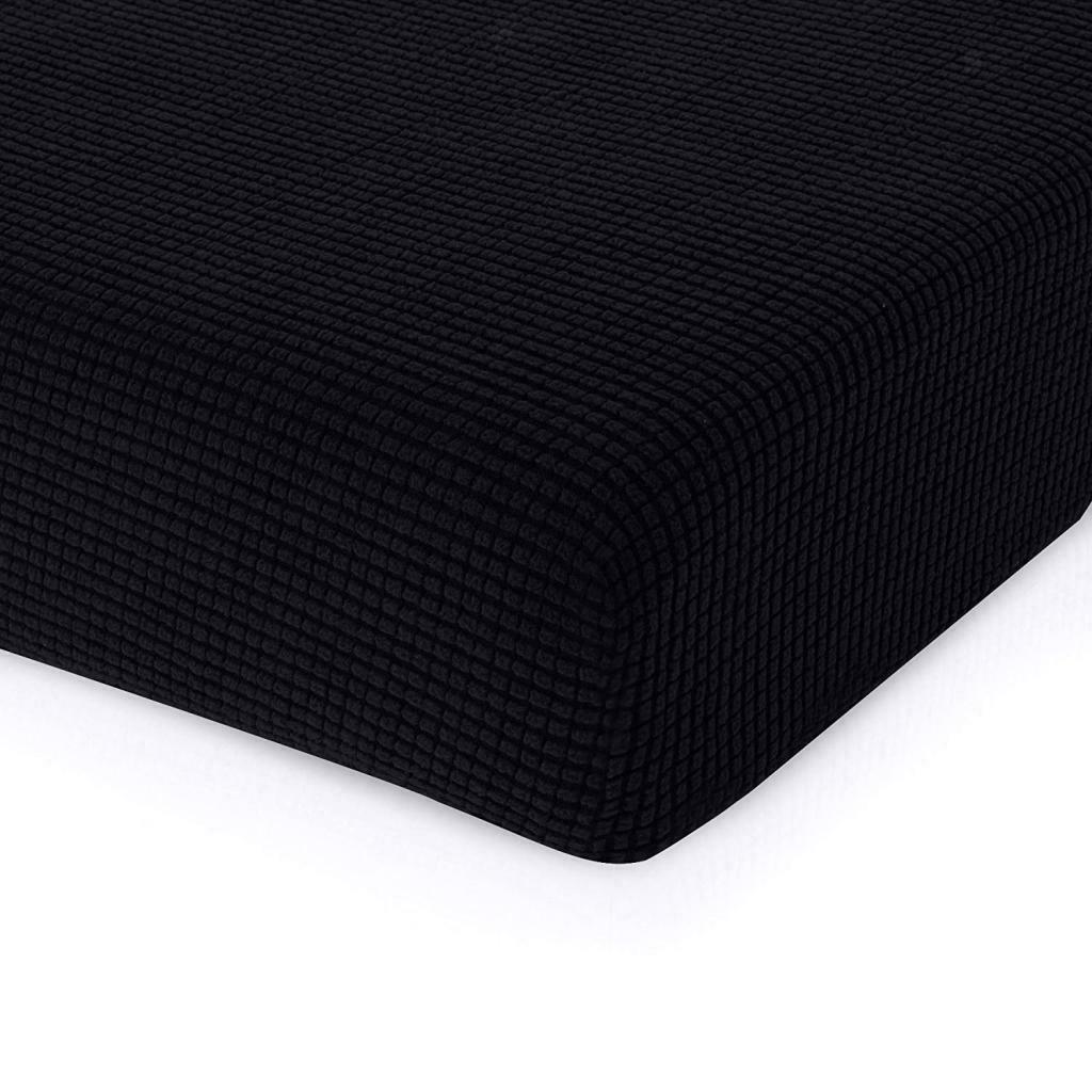 4Pieces Black_Size S Elastic Sofa Futon Seat Bench Cushion Slip Cover Couch