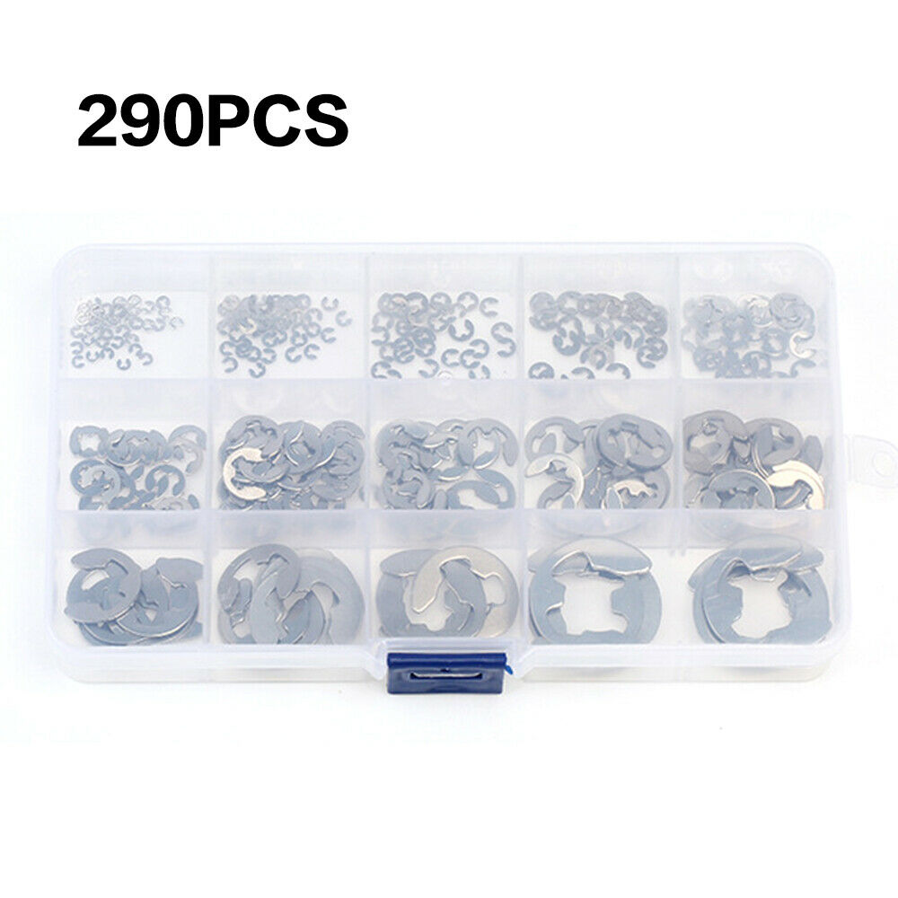 290PCS 1.2-15 mm 304 Stainless Steel External Ring Circlip Washer Assortment Kit