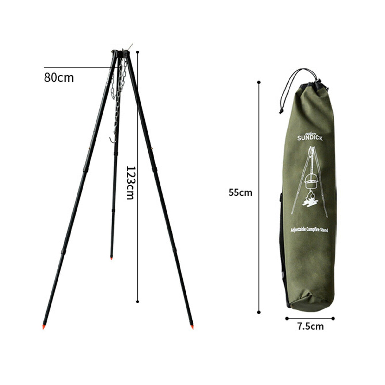 Grill Camping Tripod Outdoor Campfire BBQ Cookware Accessories w/Storage Bag