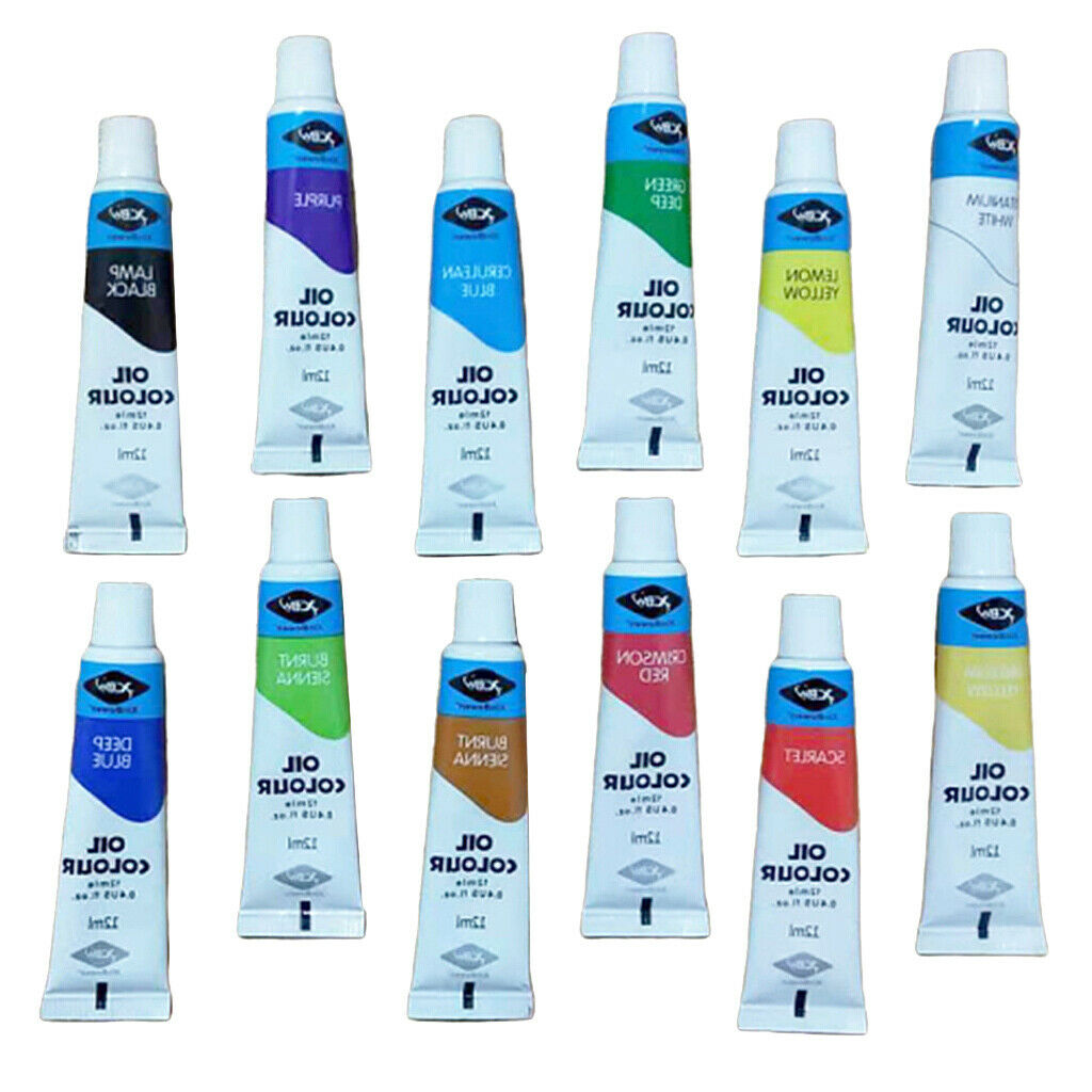 Set of 12Pcs Oil Paints 12ml Tubes Creative DIY Oil Painting Drawing Coloring