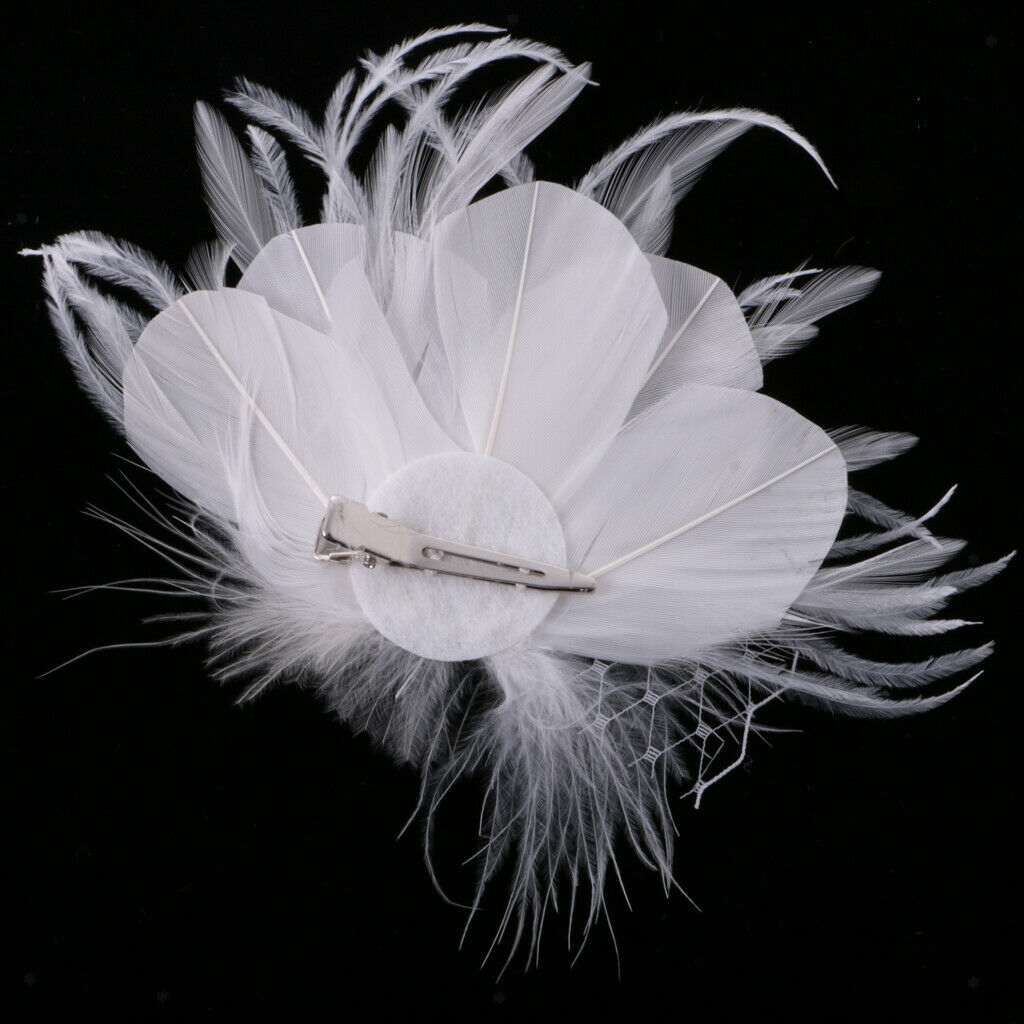 Wedding Party Women Lady Feather Hair Clip Brooch Fascinator Headpieces