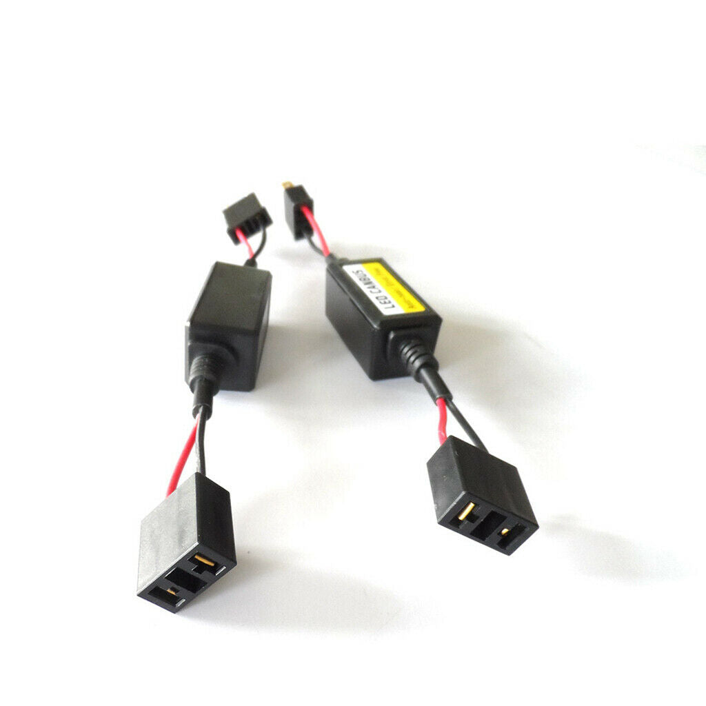 2pcs Car Headlight Decoder LED Anti Flicker Prevent Noise Warning Adapter Kit