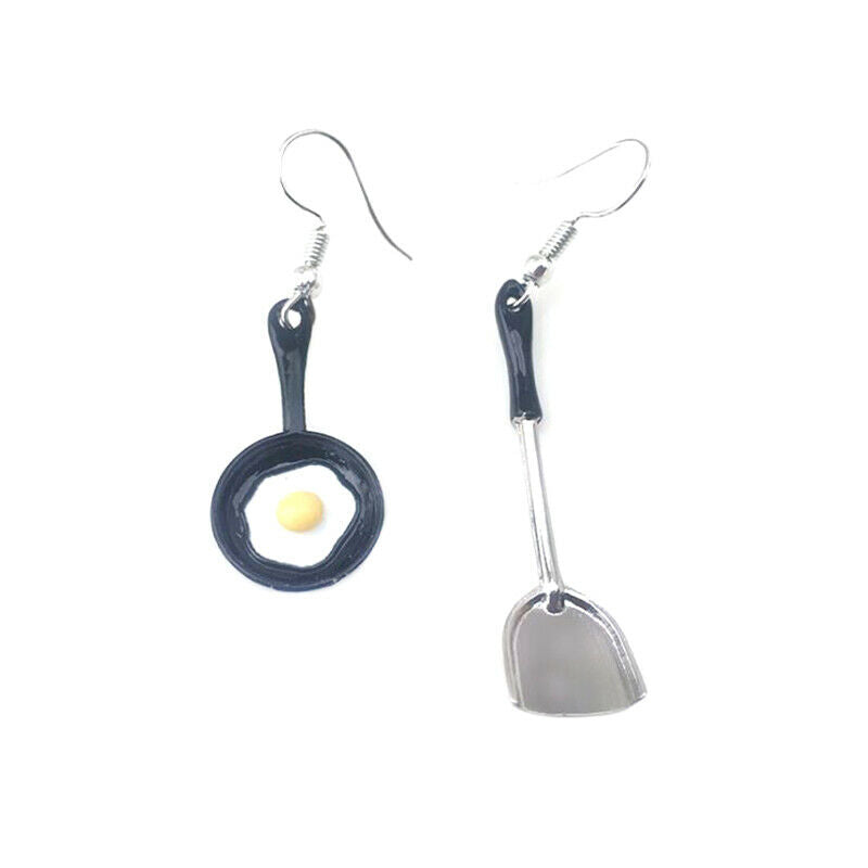 Fashion Women Asymmetric Fried Egg Pan Shovel Drop Dangle Earrings Jewelr.l8