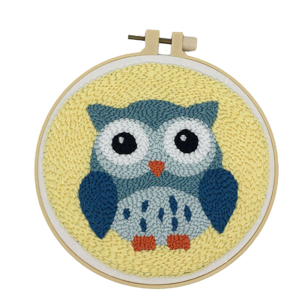 2x Lovely Animal Punch Needle Embroidery Kits for Beginners Hand Craft 15cm