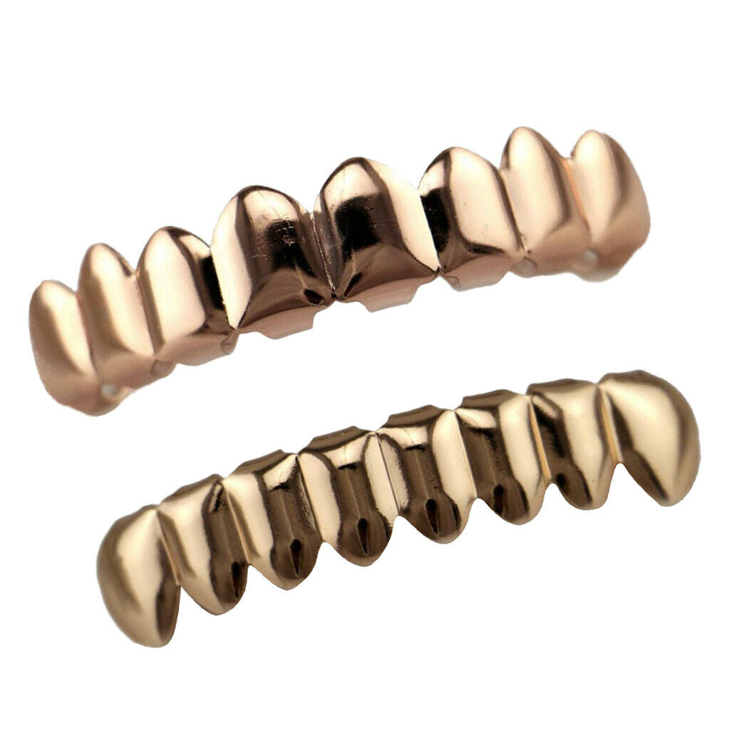 6pc Hiphop 8 Top / Bottom Teeth Grills  Mouth Tooth Caps Party Jewelry