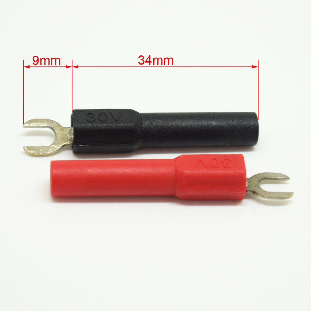 5pairs R + B 30V 4mm Banana Female Jack to 4.3mm Spade Fork Adapter Converter
