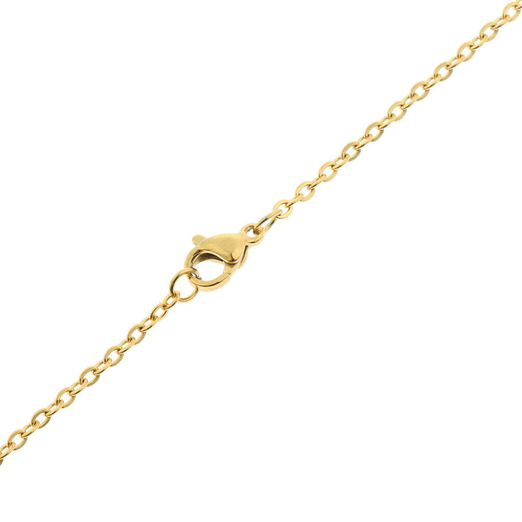 Love Pendant Necklace Stainless Steel Heart Shaped Zircon Pendant Golden Red