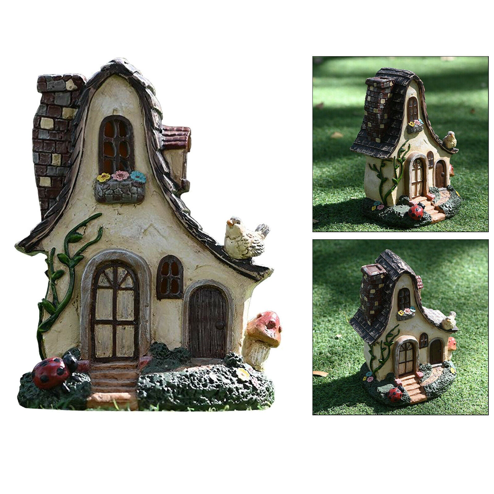 Fairy House Garden Sculpture Ornament for Balcony Flower Bed Lawn Gift