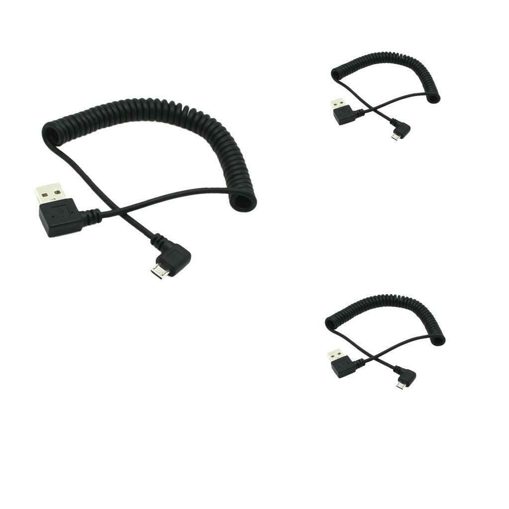 3 Pieces 1m Spring Coiled USB 2.0 Male A to Micro USB 5-pin Cable Cord