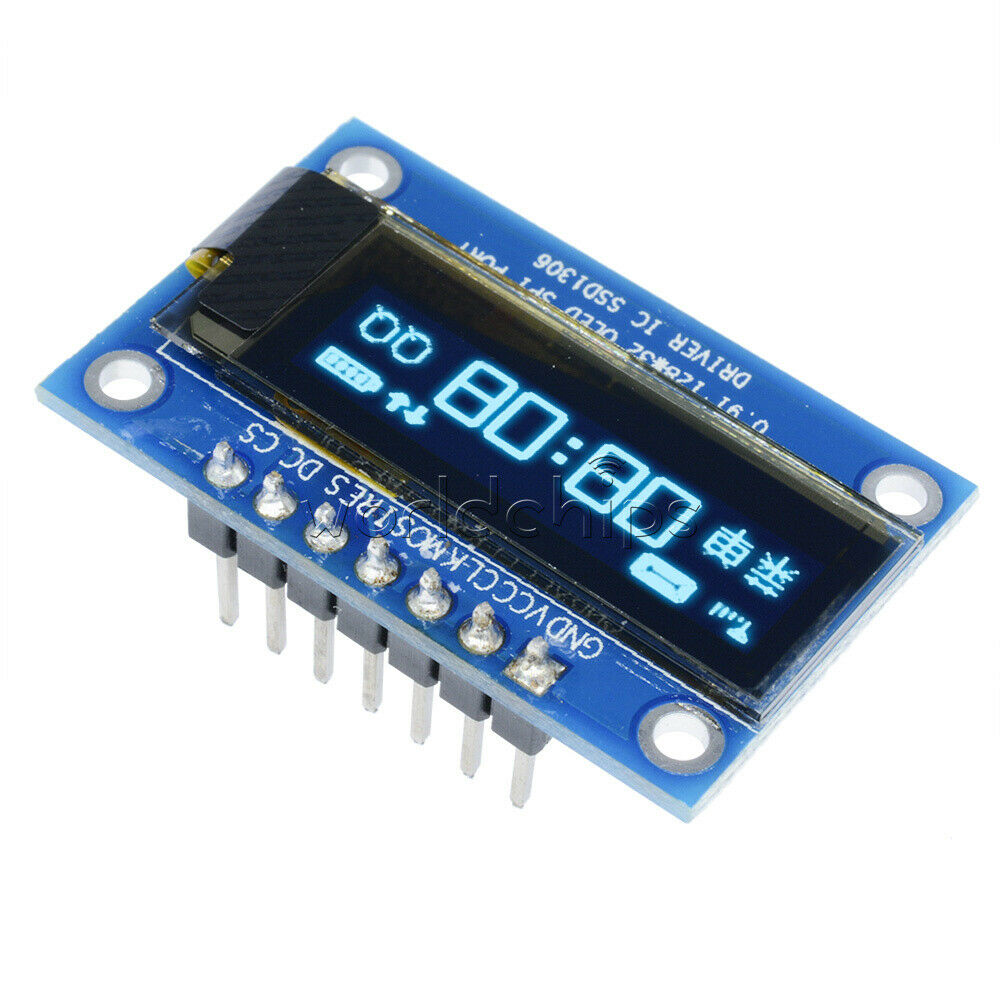 7PIN SPI 0.91" Inch Blue 128x32 OLED LCD Display Screen SSD1306 For Arduino R3