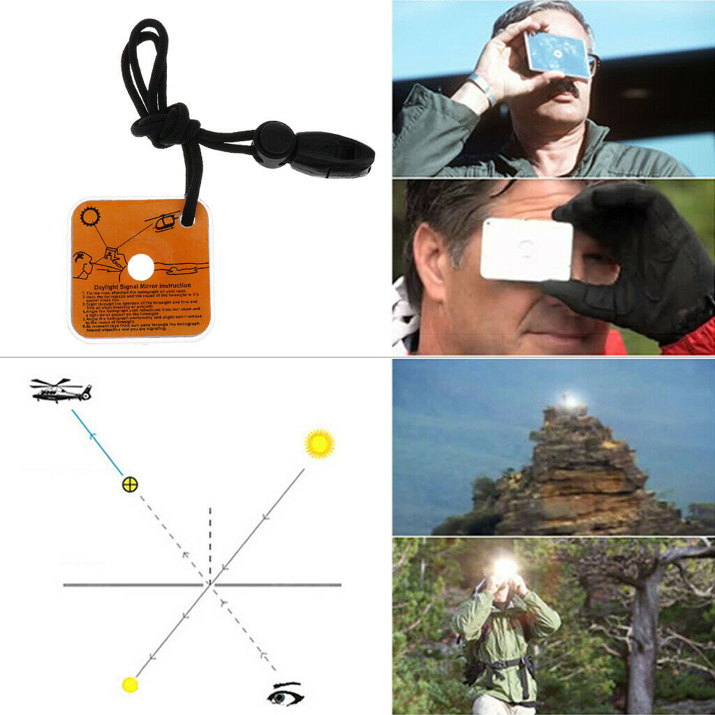 Camping Hiking Emergency Reflective Mirror with Whistle Outdoor Survival Kit