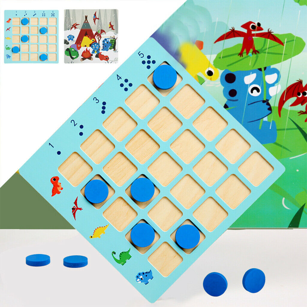 Baby Montessori Wooden Number Dinosaur Count Board Game Early Education Thinking