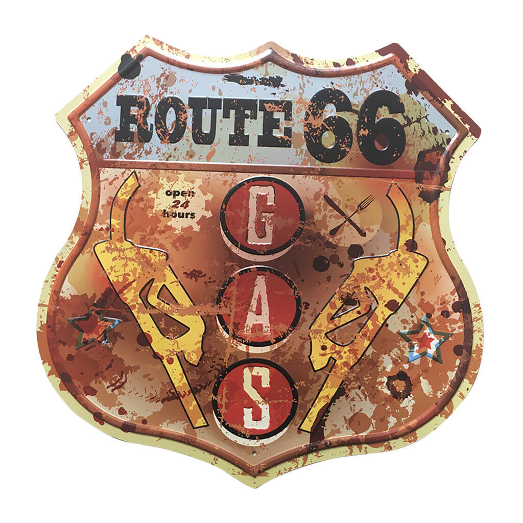 Shield Metal Retro Tin Signs Wall Plaque Pub Bar Man Cave Route 66 US Art 1
