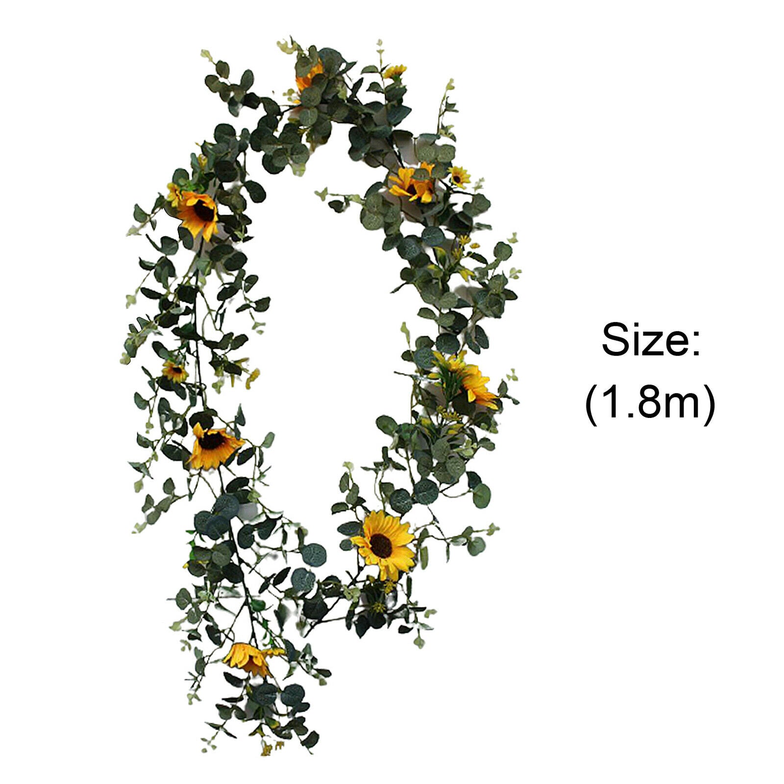 20cm Artificial Sunflower Wreath Green Eucalyptus Leaves Front Door Wall Decors
