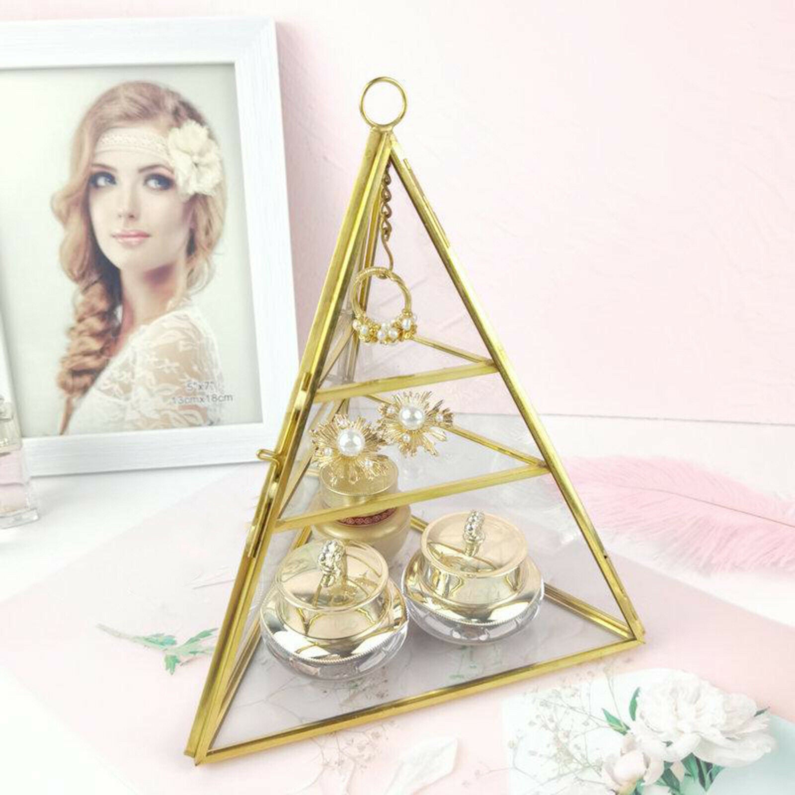 Clear Jewelry Display Tray Wedding Rings Bearer Box Necklace Bracelets Storage