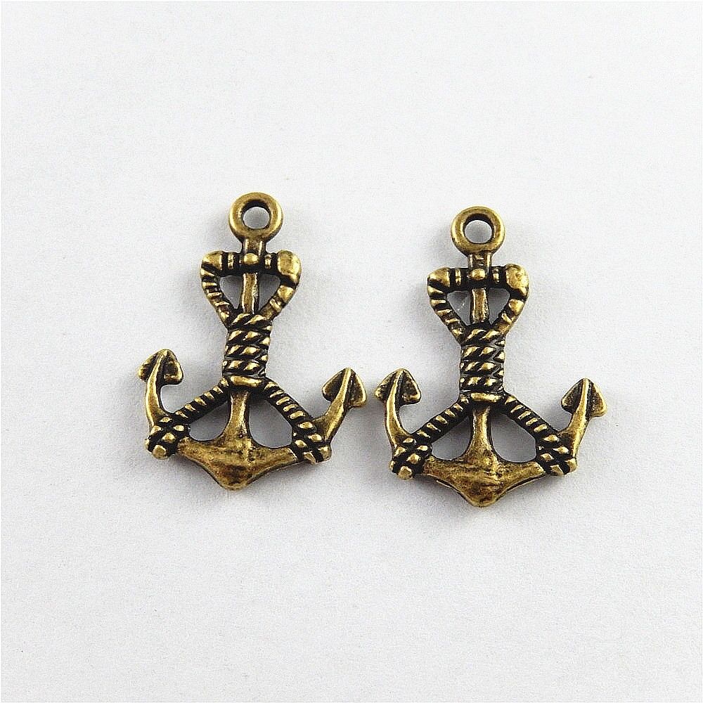 40pcs Antiqued Bronze Alloy Boat Anchor Charms Pendant Craft Jewelry Findings